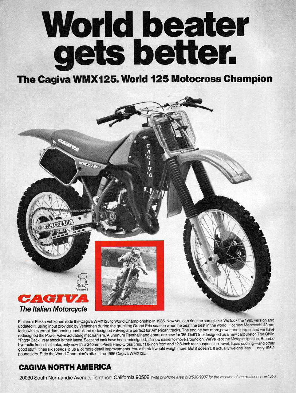 250 WMX CROSS  1989 ORIGINAL FACTORY brochure depliant   CAGIVA 125 