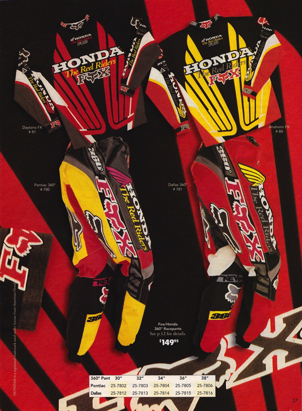 fox honda motocross gear